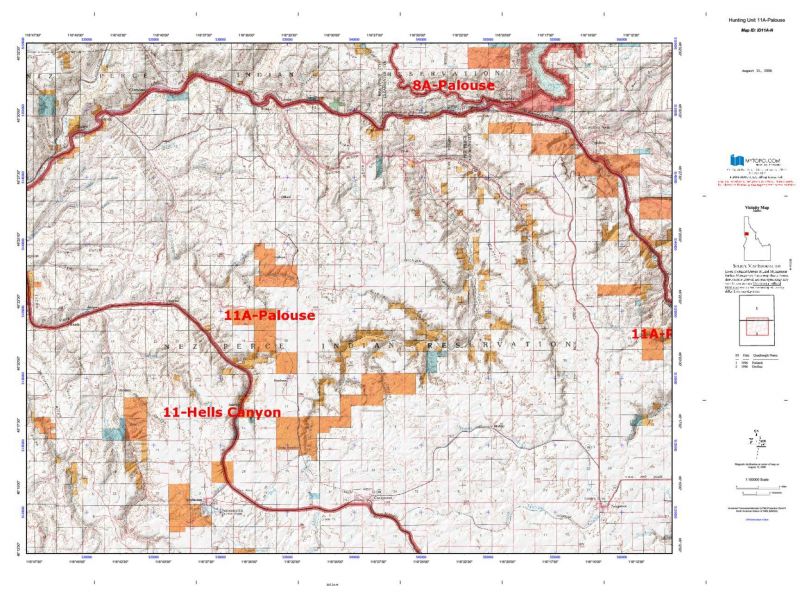 Idaho Hunting Unit 11A Palouse Topo Maps - Hunting Topo Maps and ...